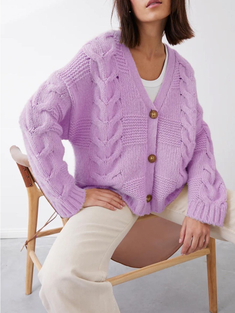 NWT Lavender Wool Cadhmere Cardigan Sweater S  $380